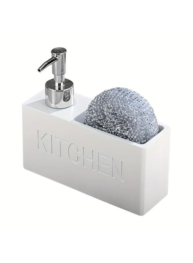 White Soap Dispenser With Built In Cleaning Brush And Storage Box Phthalate Free - Image 1